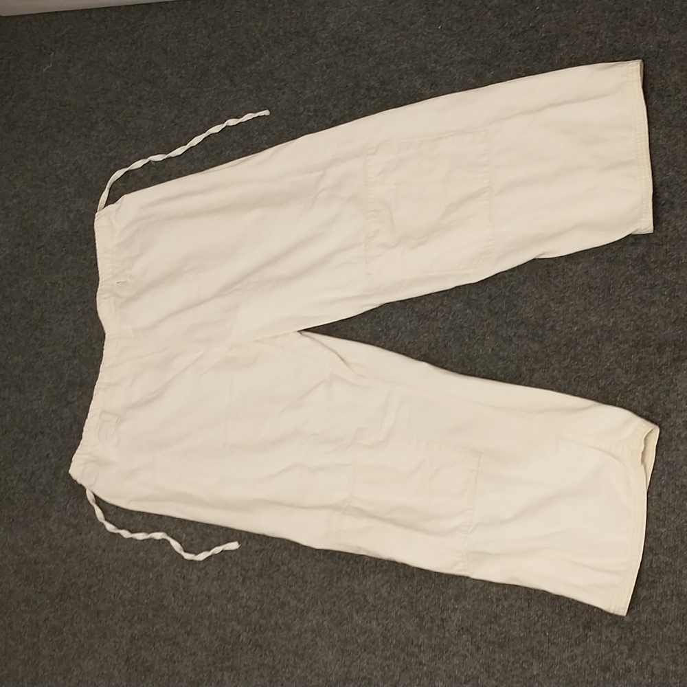 Vintage Canvas Drawstring Pants Natural Cotton Unbleached See Measurements Flex